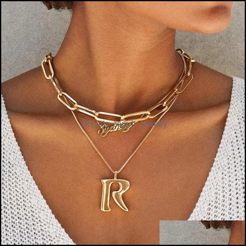 bohemian paperclip chain women necklace rectangle link choker collar stainless steel gold /silver color