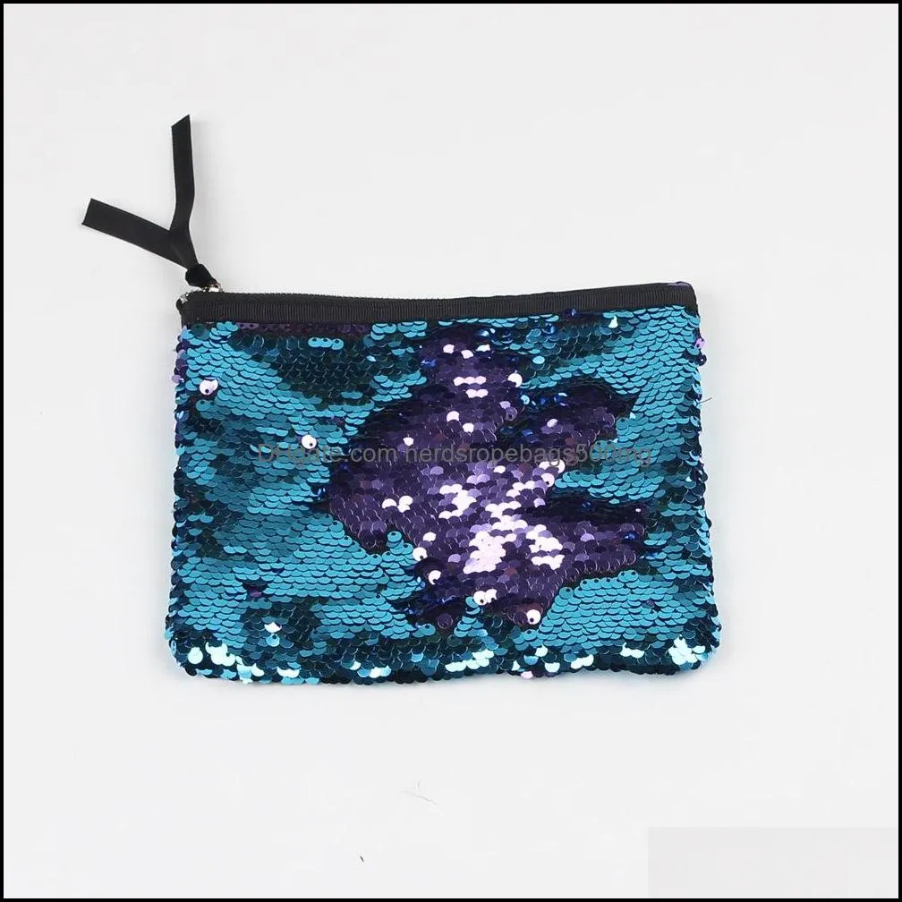 Mermaid Sequin Clutch Bag 19*15cm Women Reversible Sequins Glitter Handbag Evening Clutch Bag pencil bags Wallet Purse Cosmetic Storage