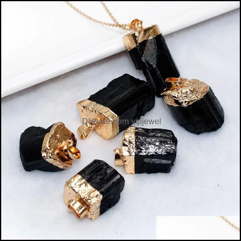 irregular natural stone gold plated pendant necklaces for women men fashion party decor lucky jewelry with chain