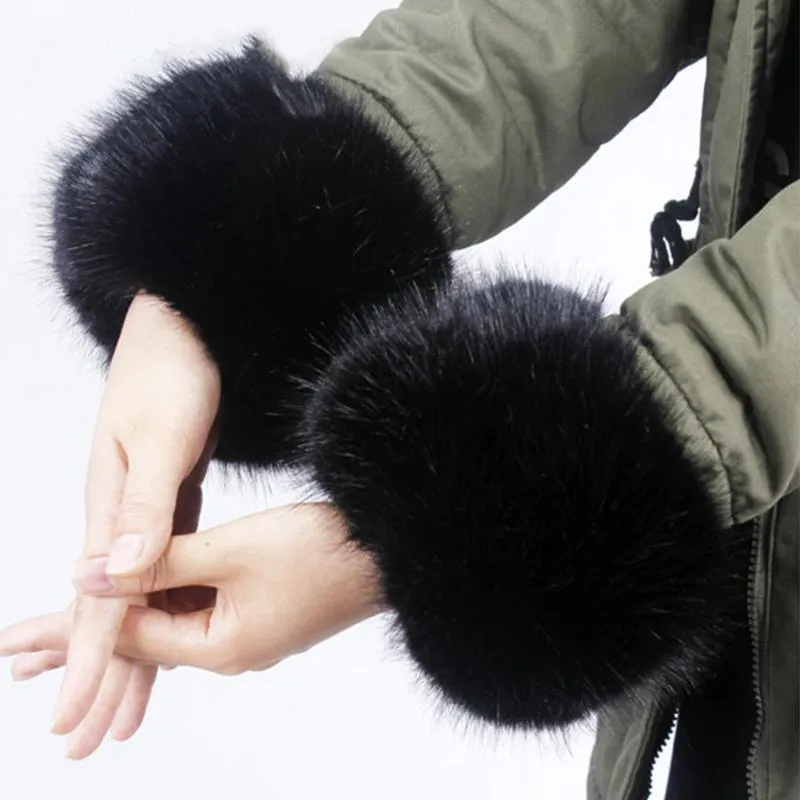 Five Fingers Gloves 1pair Coat Sleeve Party Fashion Plush Winter Autumn Wrist Furry Arm Warmer Elastic Faux Fur Cuff Costumes Gifts Leg For