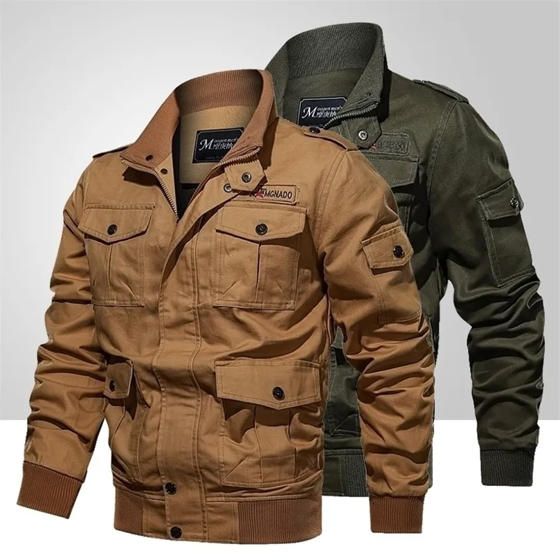 Veste militaire de taille plus hommes printemps automne coton pilote veste manteau armée bombardier vestes cargo vol veste mâle 6XL 201128