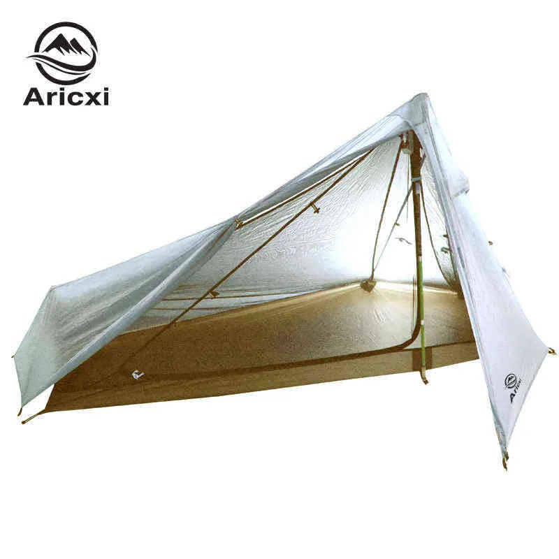 Aricxi Oudoor Ultralight Camping Tent 3 Seizoen 1 Single Person Professional 15D Nylon 1 Side Siliconen Coating Rodless Tent H220419