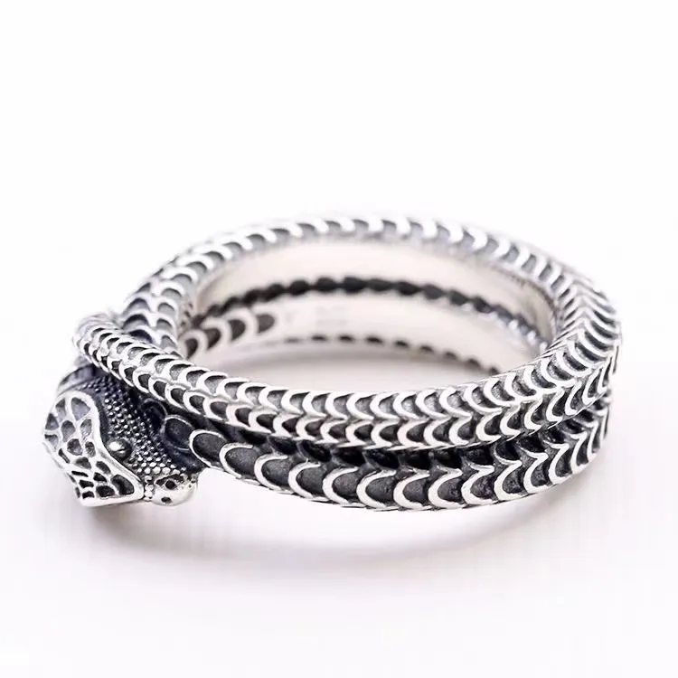 Bague Serpent Vintage Pour Homme – Acier Inoxydable, Finition Argent/or/noir, Tailles 6-13