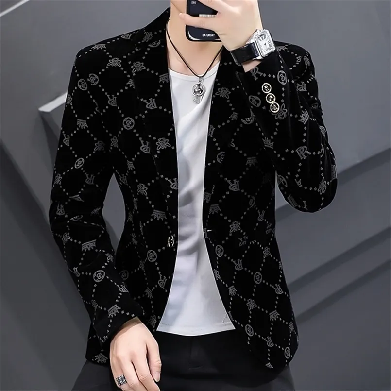 Erkekler Mens Blazers Erkekler İçin İnce Fit Takımları İş Resmi Ceket Erkek Düğün Takım Ceketler Erkek Moda Kadife Erkekler Blazer Ceket 220527