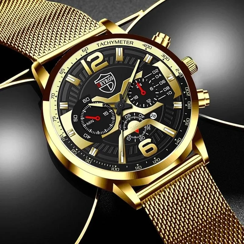 Wristwatches Fashion Mens Watches Men Stainless Steel Mesh Belt Quartz Wrist Watch Male Casual Sports Leather Relogio Masculino