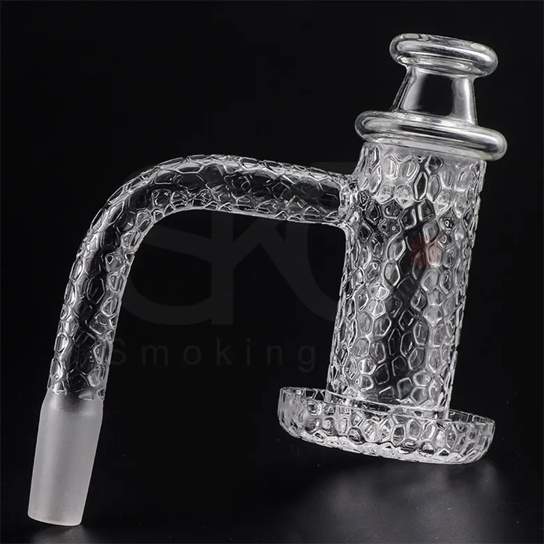 Smoke Sandblasted Non Full Weld Beveled Edge Quartz Charmer Banger Nail 10/14/18mm Carving Nails with Pearl For Dab Rig Glass Water Pipes Bong