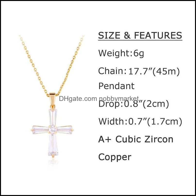 Top Quality Cubic Zirconia Small Cross Pendant Necklace Gold Chain Necklace Pendants Jesus Piece Fashion Women Jewelry Nken34 Christmas