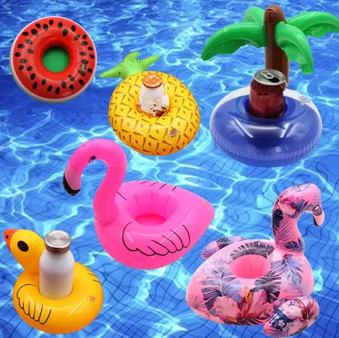 Toy Summer Pool Party Inflatable Drink Holder Beverage Cans Cups Float Coasters Fun for Kid & Adult
