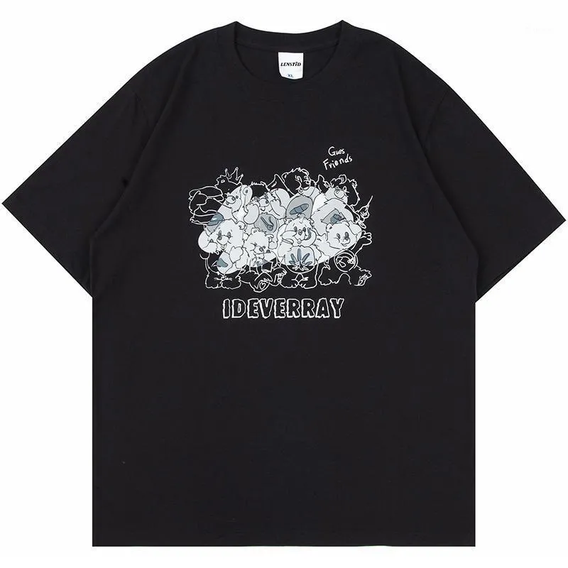 Męskie Koszulki Letnie Mężczyźni Krótki Rękaw Tshirts Hip Hop Cute Bear Family Drukowane Koszulka 2022 Streetwear Harajuku Casual Bawełna Luźne Topy Te