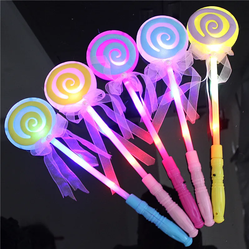 DHL 33 cm Colorful Flash Magic Wand Children's Luminous Toy Led Lollipop Stick för juldagens tjejpojke