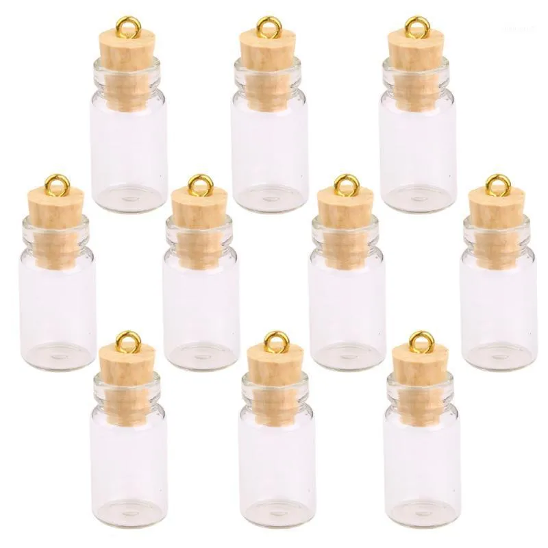 Pendentif Colliers 10pcs Mini bouteilles en verre clair vide avec bouchons Wish Vial Jars DIY Charms