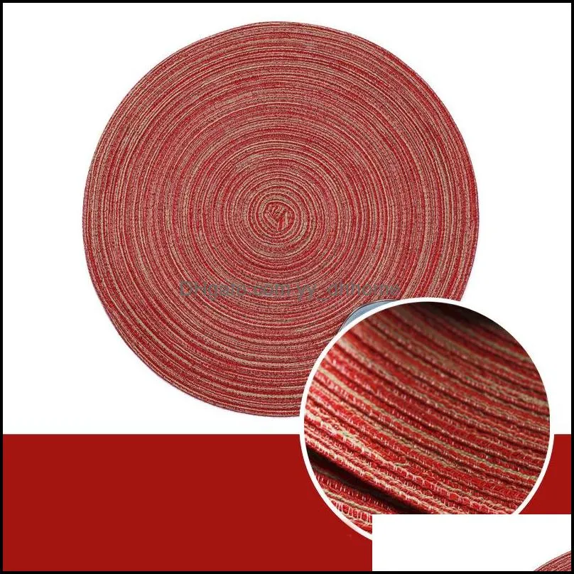 wholesale large woven western food mat tableware insulation anti-slip placemat hotel round thick insulation soft placemat dh1110 t03