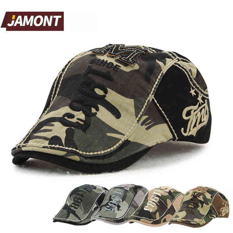 Jamont Camouflage Coton Béret Béret Militaire Chapeau De Soleil Casquette Homme Gorras Planas Gorras Planas Bérets Casquettes Plates Pour Hommes Casquettes J220722