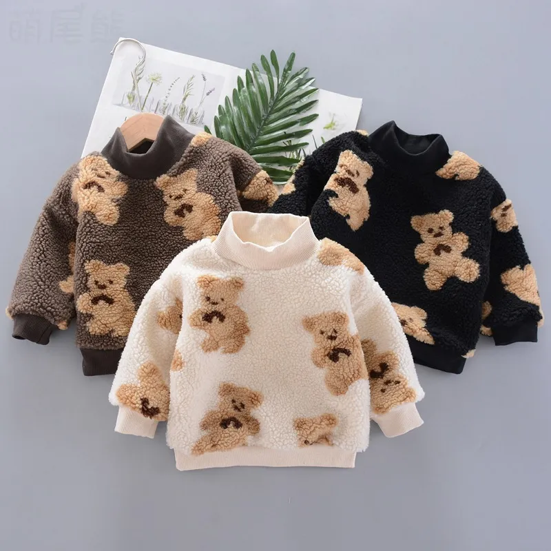 Toddler Baby Girl Boy Pullover swetry Niedźwiedź Wydruk Szyjka rozmyte dzieci Sweter Sweter Odzież 1072 E3