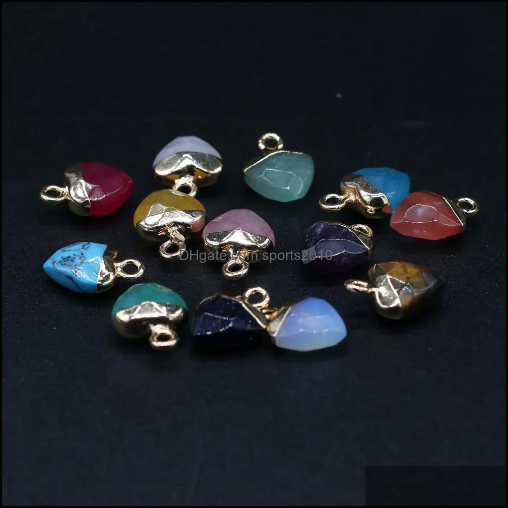 delicate natural stone charms heart rose quartz lapis lazuli turquoise opal pendant diy 10x14mm sports2010