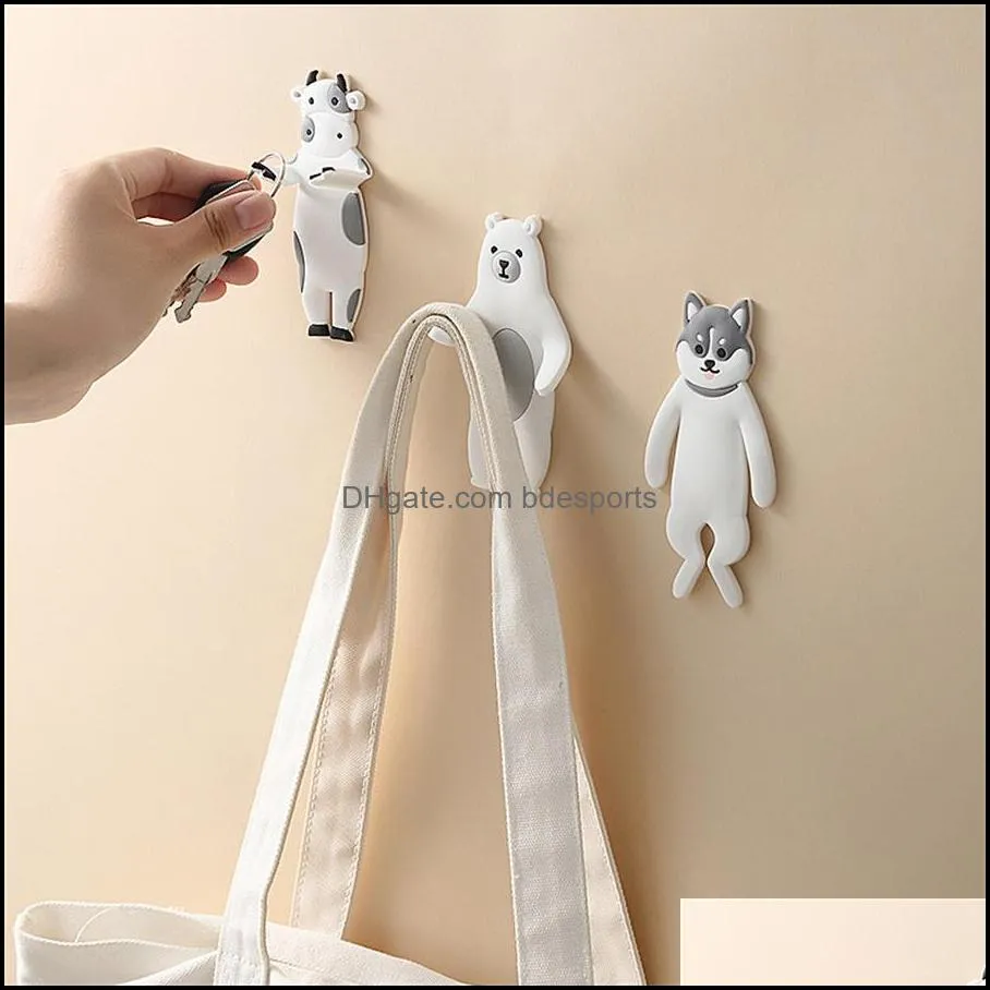 Cute sticky hook creative bendable environmentally friendly PVC decorative hook cartoon animal