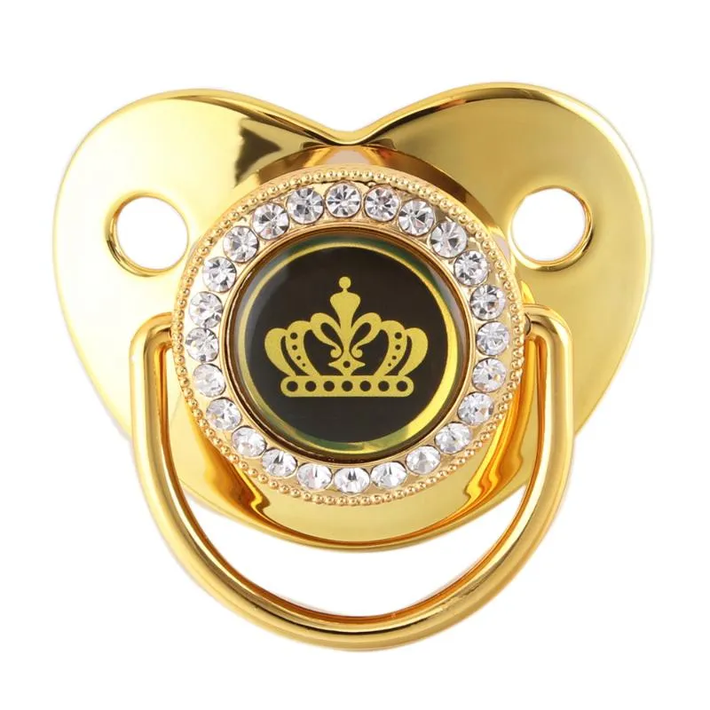 Pacifiers Colors Cartoon Crown Baby Pacifier Golden Dummy Bling