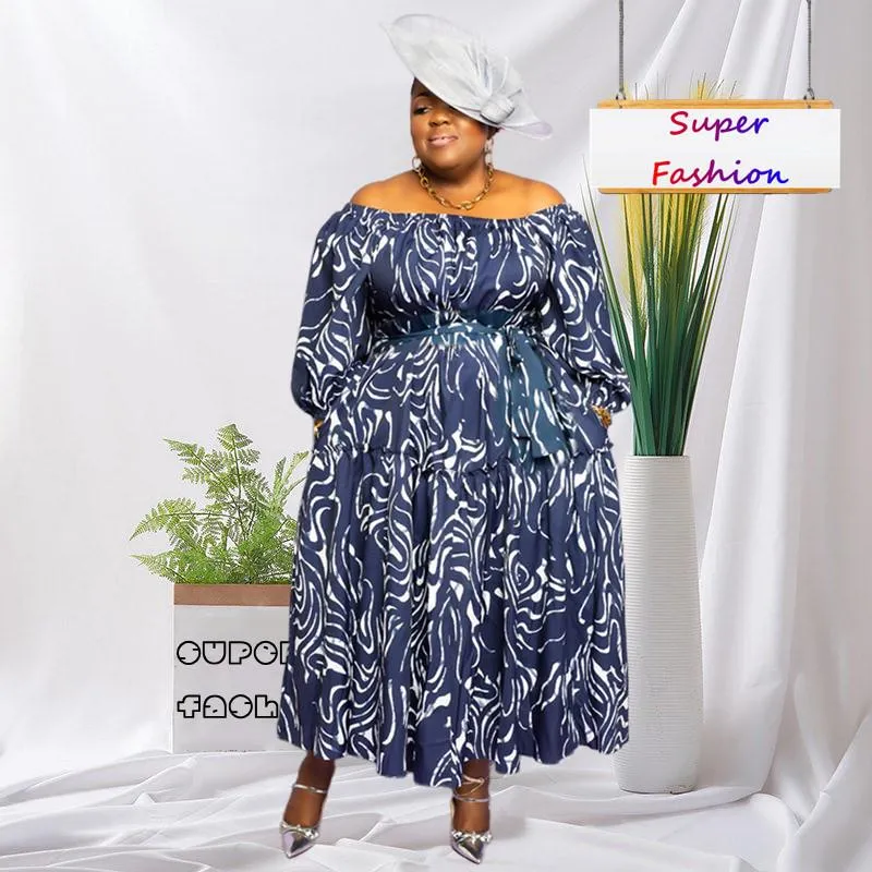 Grande taille robes L-4XL femmes vêtements lâche demi manches automne 2022 mode décontracté bretelles impression longue goutte en grosPlus