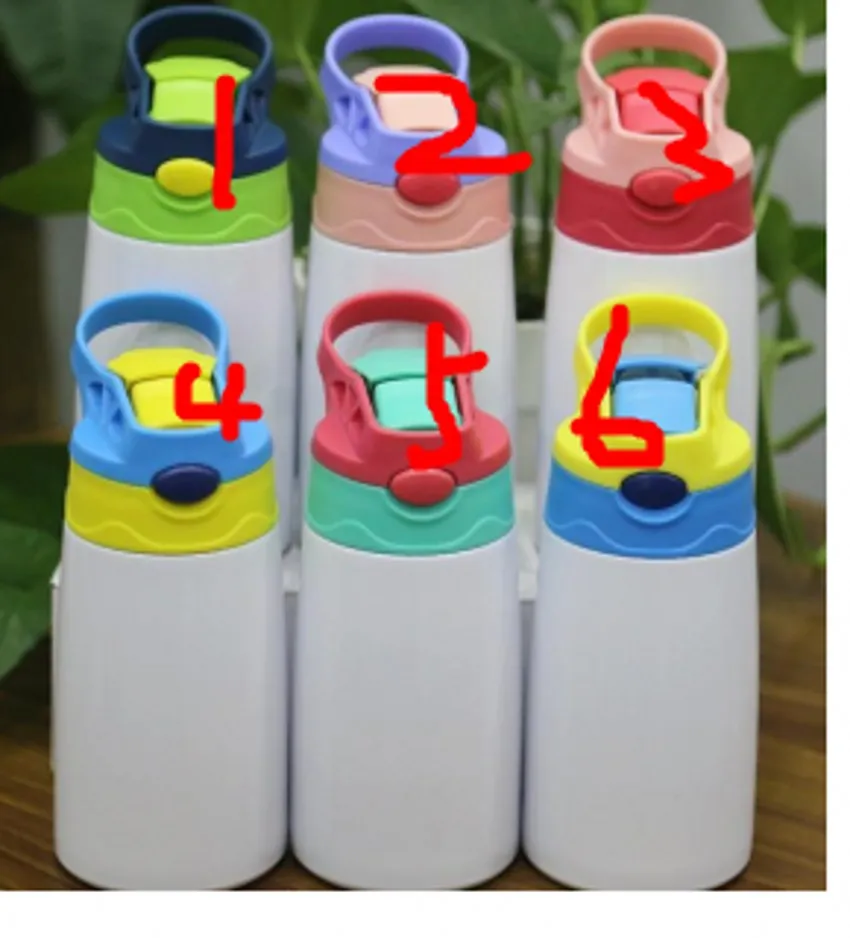 12oz Sublimation Straight Sippy Cup Flip Top Kids Bottle Stainless Steel  Double Wall Water Tumbler With Straw Sippy Bottle