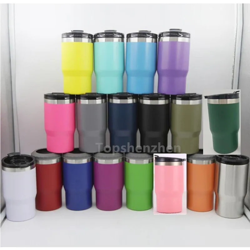 4 en 1 14 oz tasses à café gobelet en acier inoxydable 12 oz mince bouteille de bière froide peut refroidisseur support double paroi isolé sous vide boisson tasse régulière canettes bouteilles avec deux couvercles