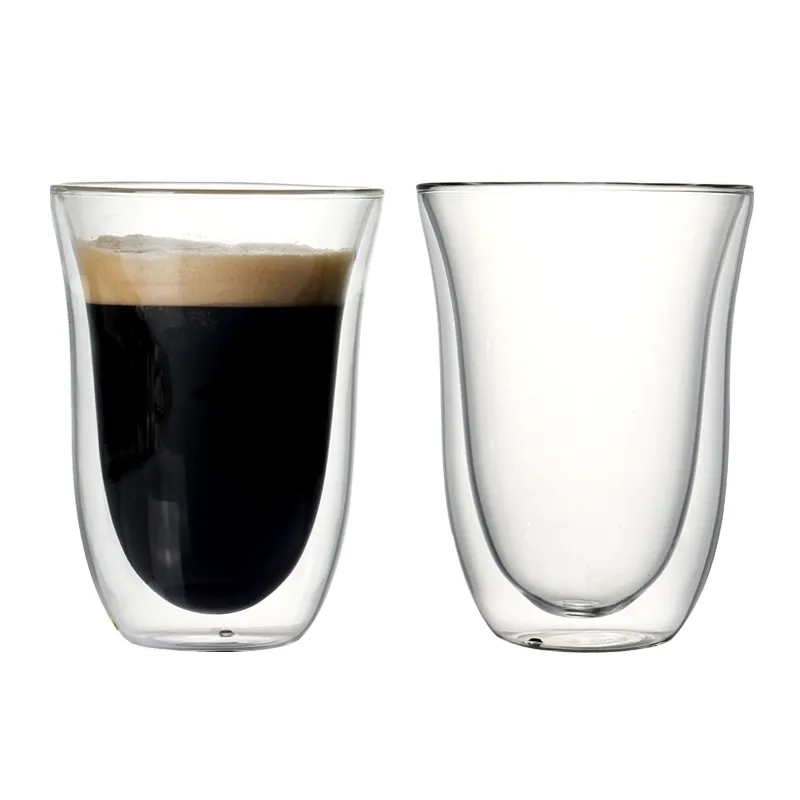 Ensemble de 2 ensembles de tasses à café à double paroi de 270 ml pour juicedrink latteespresso tasses en borosilicate de haute qualité Y200107