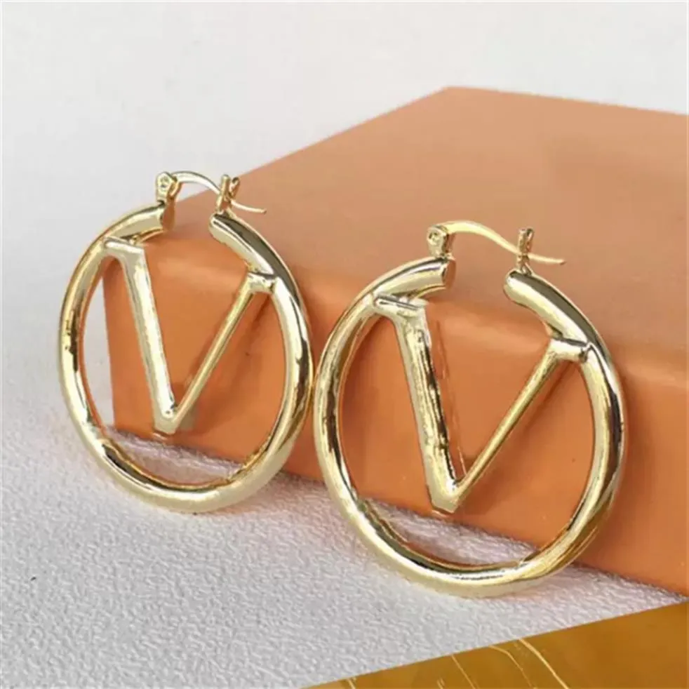 Fashion gold hoop earrings for lady Women Party Wedding Lovers gift engagement Jewelry for Bride248V