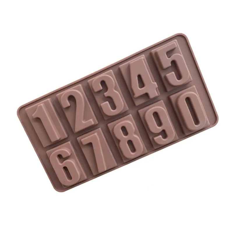 Baking Moulds Hand Cold Soap Mold Arabic Numerals 0-9 Chocolate Mold DIY Soft Candy Molds