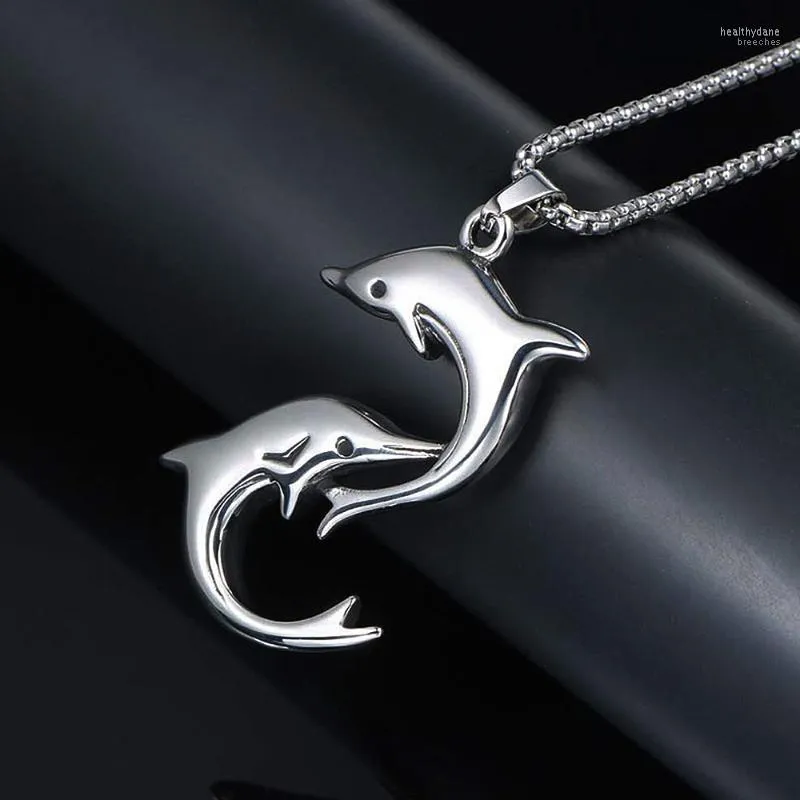 Pendentif Colliers Punk Hip Hop En Acier Inoxydable 316L Dauphin Collier Pour Hommes Femmes Mignon Animal Bijoux Petit Ami GiftPendant Heal22