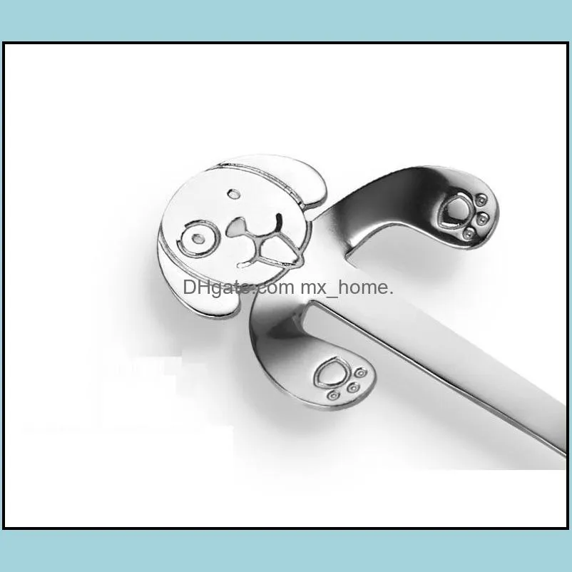 304 Stainless Steel Cartoon Dog Spoons Creative Ice Cream Dessert Cute Dog Coffee Tea Spoon Mug Hanging Spoon
