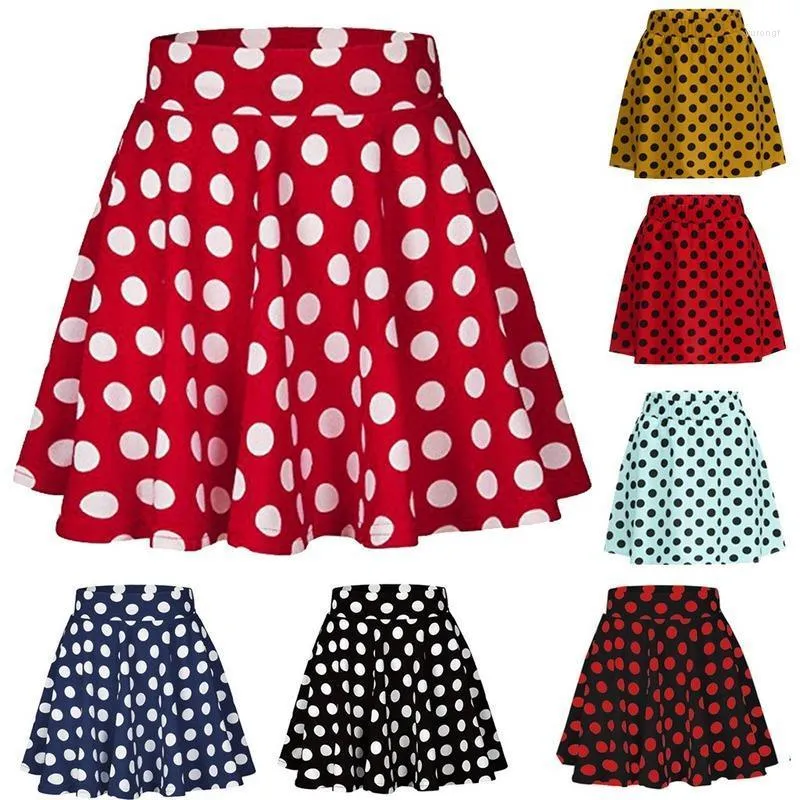 Rokken 7 Kleur Zomer Vrouwen Mini Skater Rok Runway Vintage Rode Womens 2022 Sexy 50S 60S Katoen polka Dot Patroon