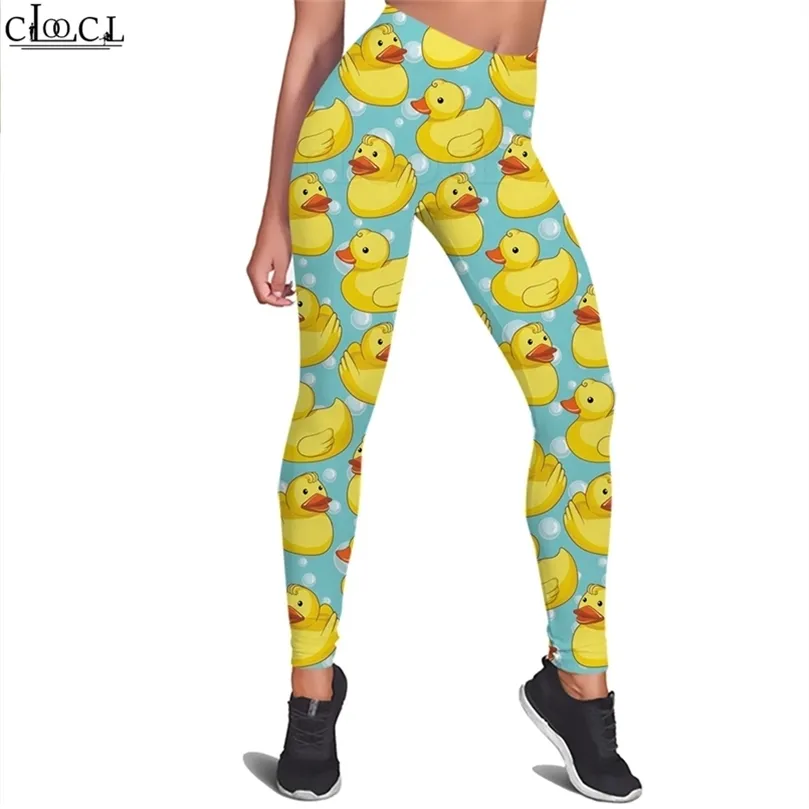 Women Leggings Cute Little Yellow Duck Pattern Printed Workout Legging for Female PushUp Elastic Waist Trousers W220616