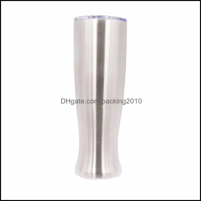 20 Oz Stainless Steel Beer Mugs Double Layer Travel Vase Tumbler Originality Vacuum Cup With Clear Lid 25sx E1