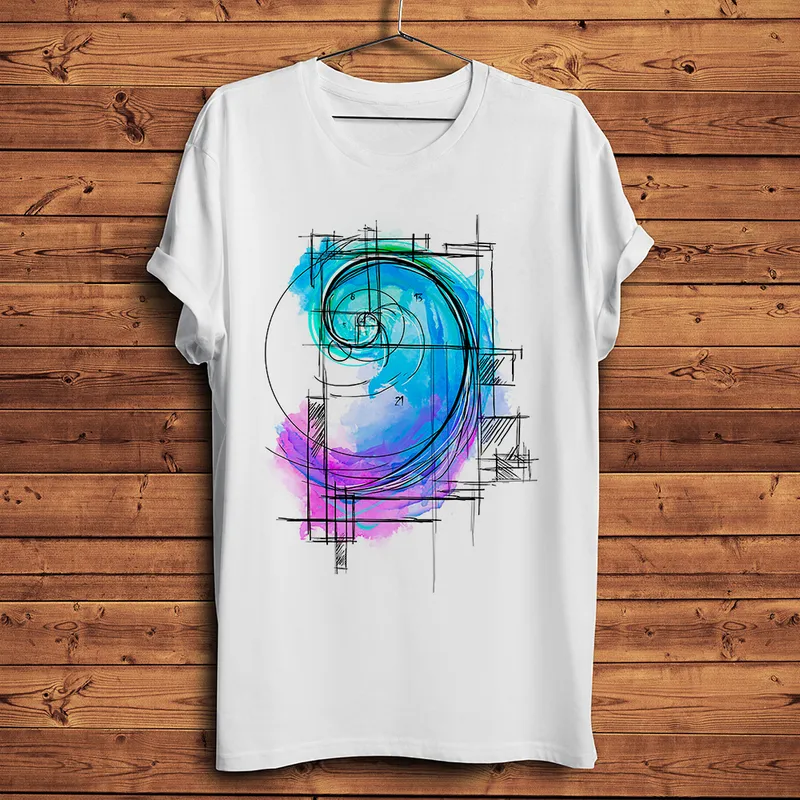 aquarel Fibonacci reeks grappige wiskunde kunst t-shirt mannen zomer wit casual homme cool geek tshirt220622