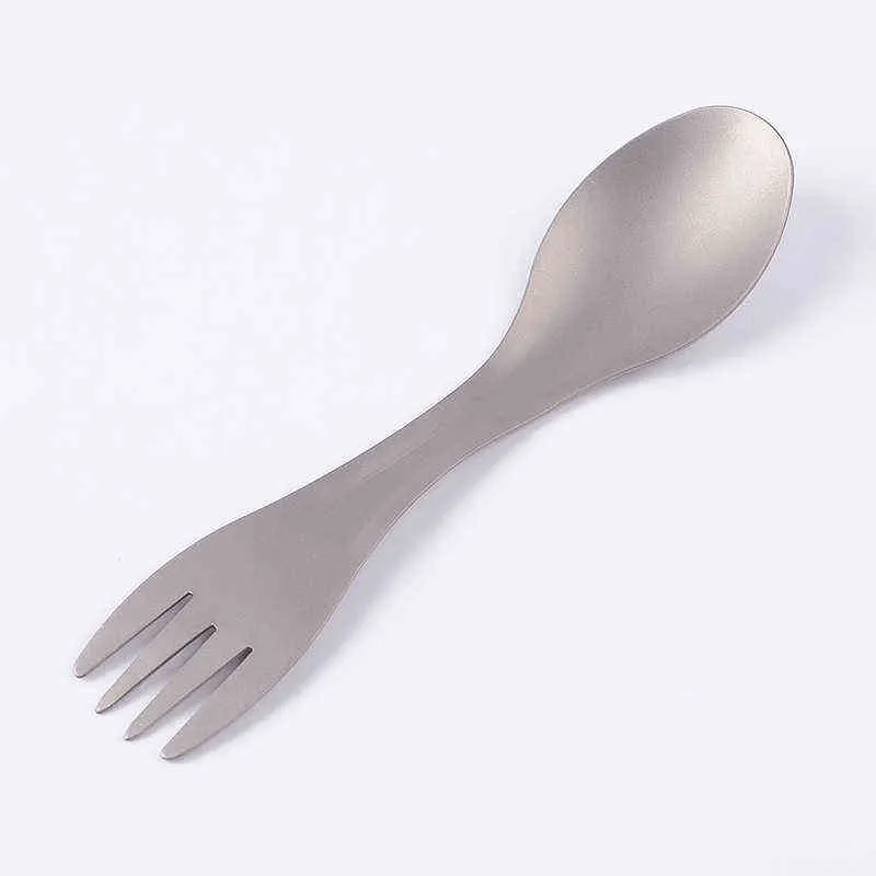 Lightweight Multi-functional Titanium Spork Spoon Fork Tableware For Outdoor Camping Hiking Picnic Y220530