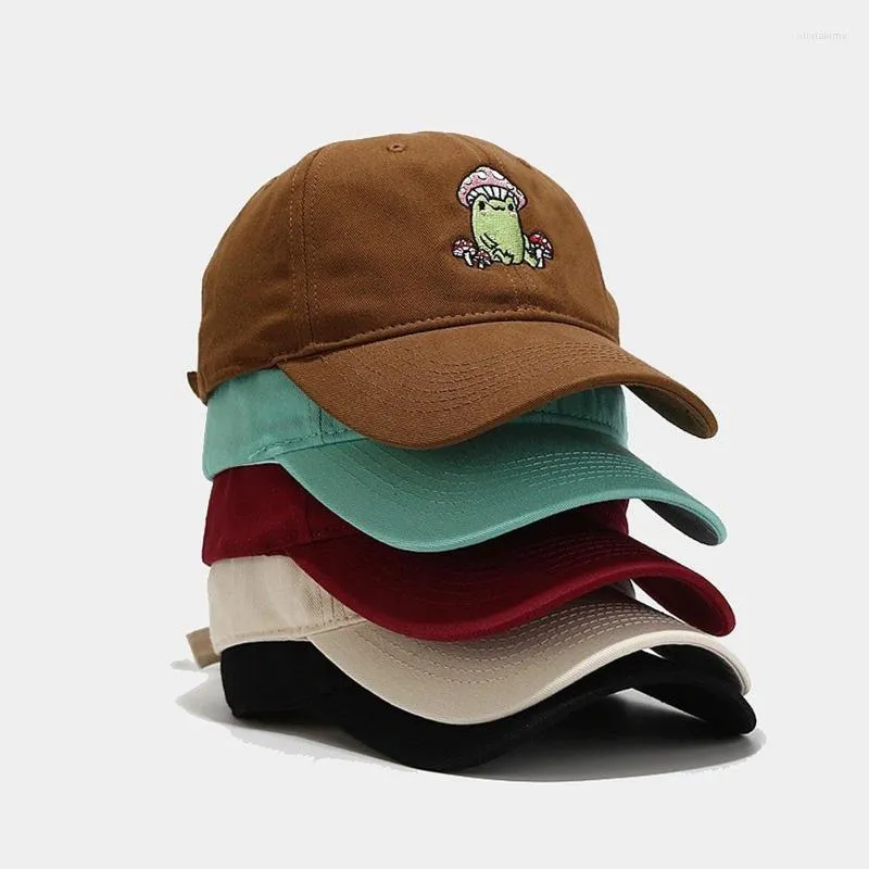 Visières Hommes Visière Chapeau D'hiver Femmes Casual Mignon Dessin Animé Grenouille Champignon Brodé Casquette De Baseball Peaked Advisory CapVisors Oliv22