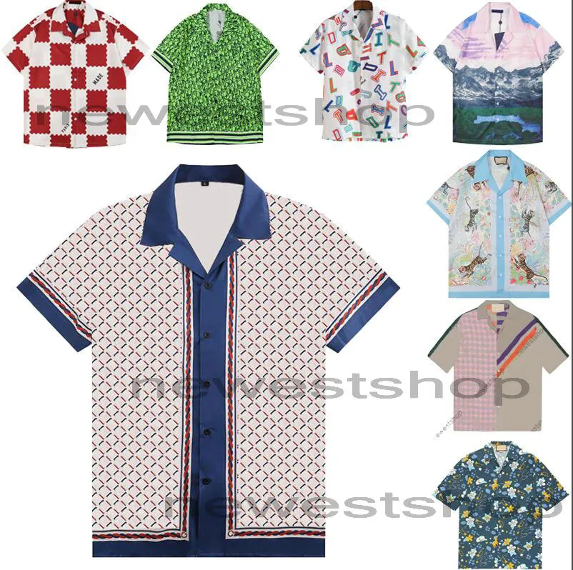 Mélanger l'ordre Mens Casual Shirts Summer Hawaii Floral Letter Print Beach tShirts designers luxe tshirt Designer Silk Bowling Shirt femmes tshirt coton t-shirt