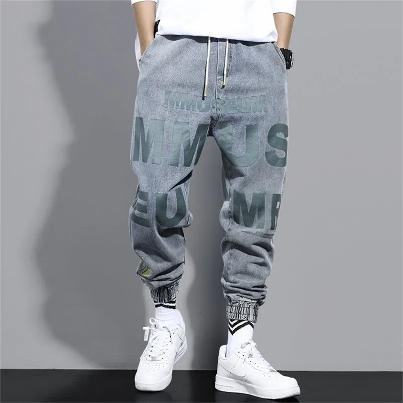 Pantalons pour hommes Cargo Jeans Cheville Longueur Lâche Harlan Harajuku Style Casual Hommes Taille Élastique Hip Hop Pantalon 220826