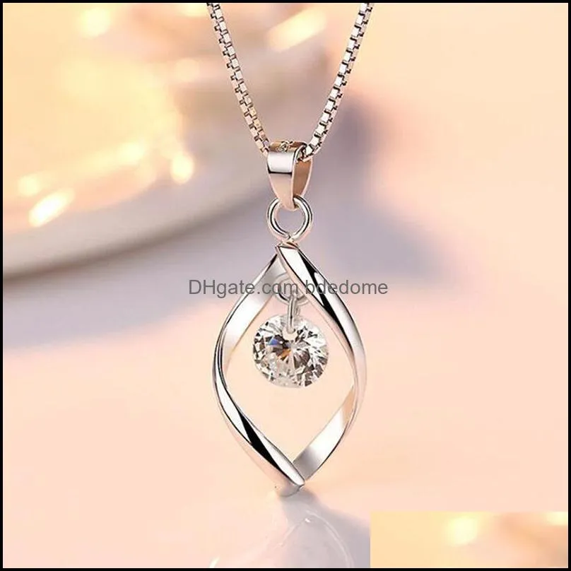 pendant necklaces diamond twisted ladies fashion jewelry high quality crystal zircon retro simple necklace wedding bridal