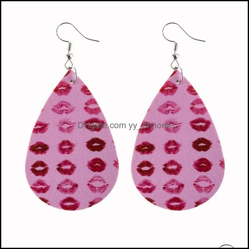 valentine`s day earrings for women girls lightweight faux leather dangle earring red heart couple fashion jewelry u44fa