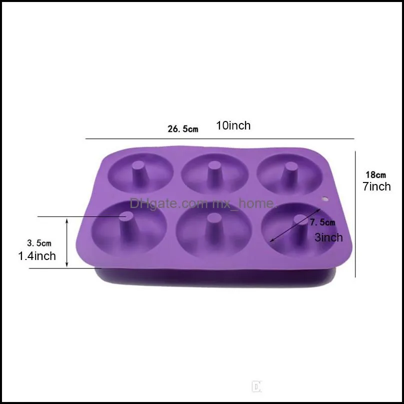 6 Cavity Non-Stick Donut Mould Donut Muffin Cake Silicone  Bakeware Baking Mold Mould Pan DIY Jelly Candy 3D Mold DBC BH2996