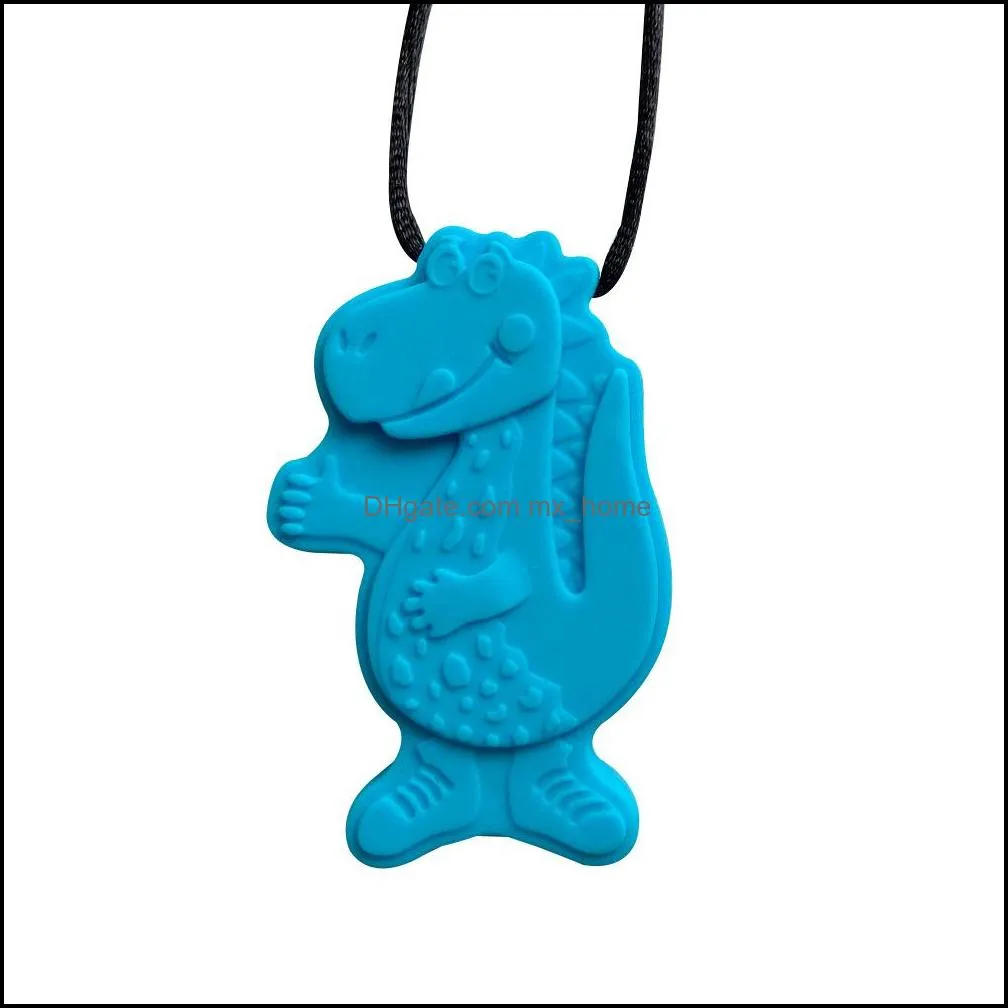 teethers sensory chew necklace dinosaur chewing pendant silicone teether teething stick toys chewlery necklaces for infant kids z6552