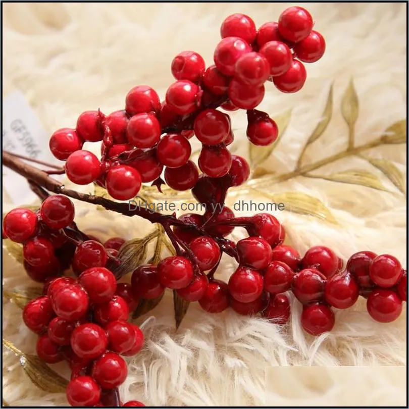 Decorative Flowers & Wreaths 5 Branches Christmas Artificial Red Berry Holly Berries Tree Home Decor For Xmas