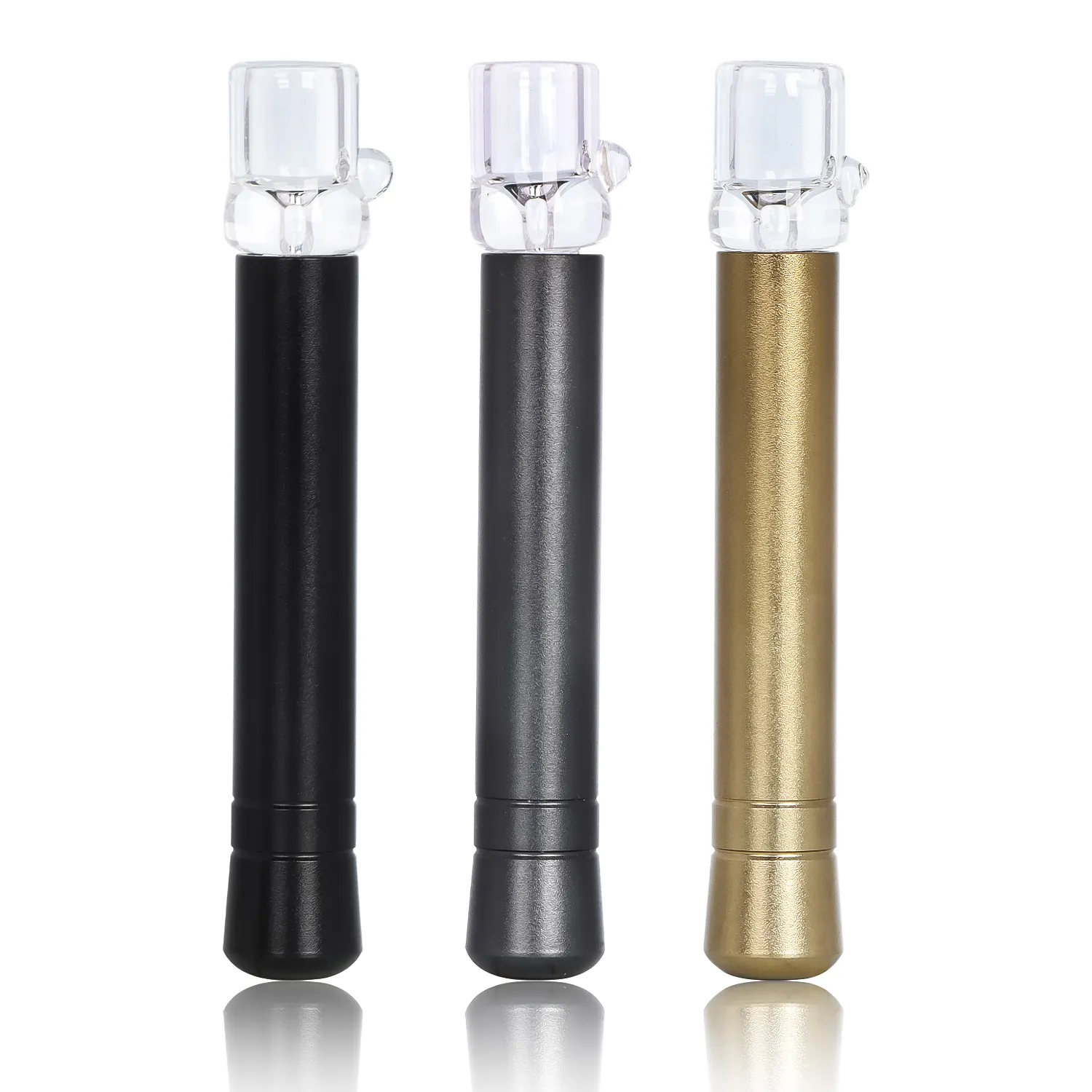Premium 95mm Smoking Pipe Creative Filter Metallic Glass Pipe Tobacco Cigarette Holder Standard Size Cigarettes Pocket Size