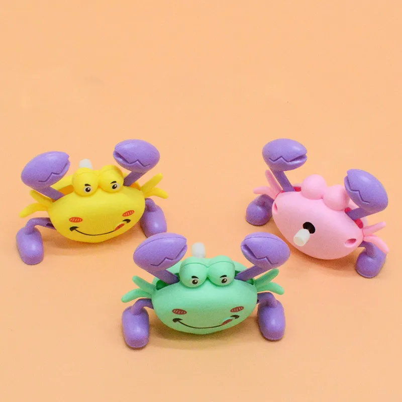 Bébé rampant crabe tirer vers l'arrière jouets mignon classique horloge en plastique ramper crabe liquidation jeu jouets de bain pour enfant