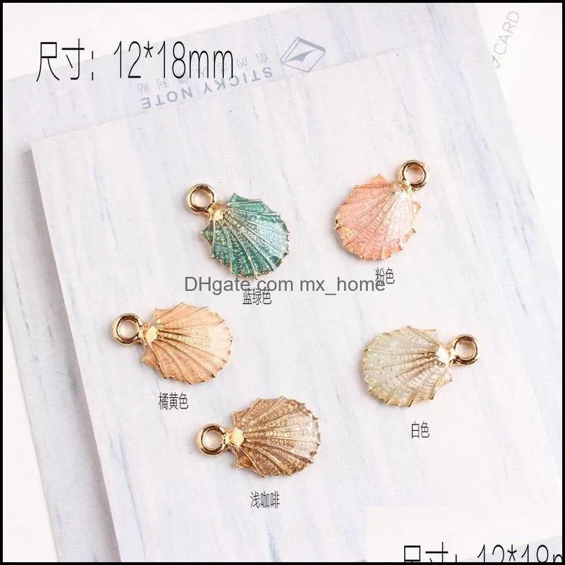 pearl light shell pendant diy k gold plated drop oil alloy small bracelet charm new edition jewelry accessories color mxhome