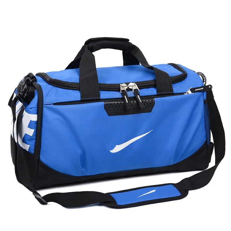 Blaue Sports Gym Messenger Bag, abnehmbarer Schultergurt und zwei doppelte Tragegriffe, Brasilia Duffel Bags, wasserdichter Outdoor-Reise-Tagesrucksack, Schuh-Trainingspaket