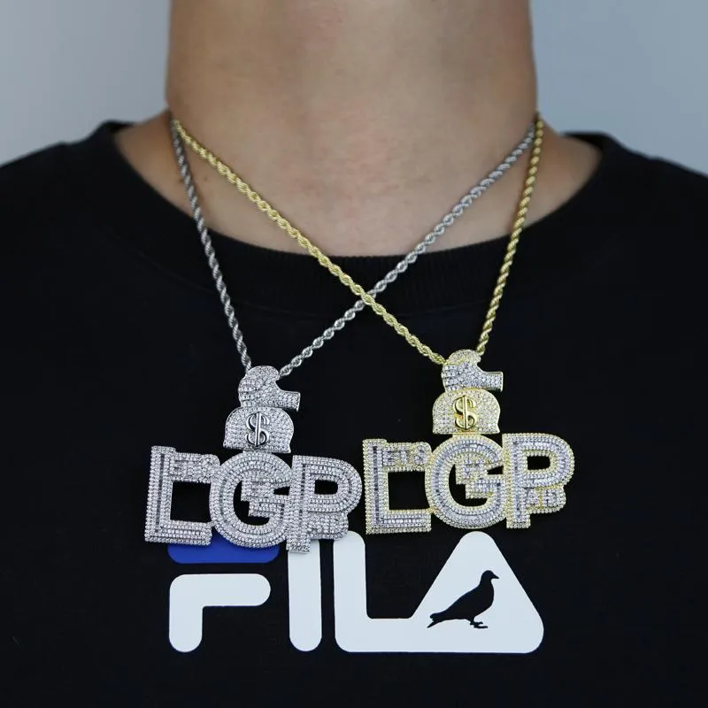 Chains Gold Silver Plated Lets Get Paid Letter Pendant With Rope Chain Necklace For Men Women Cuban Hip Hop Jewelry Drop ShipChains