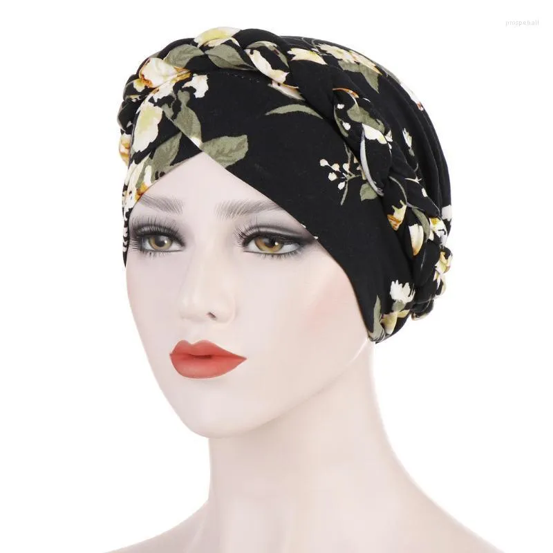 Beanie/Skull Caps Women Floral Braid India Hat Muslim Cancer Chemo Beanie Turban Wrap Cap Bonnet Inner Hijab Arab Head Scarves Turbante Pros