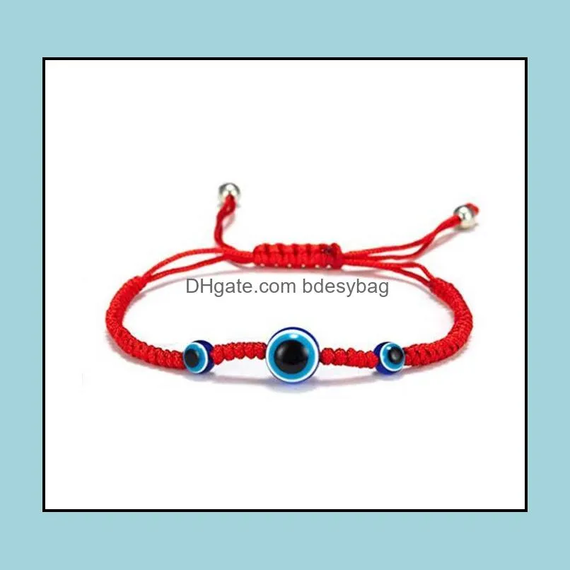 Handwoven Charm Bracelets Lucky Red String Blue Turkish Evil Eye Pendent Bracelet Jewelry For Women Wholesale