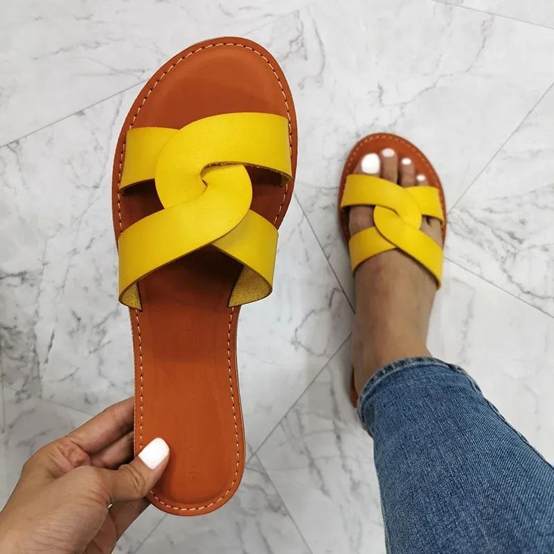 Women Fashion Sandals عرضة شاطئ شاطئية شاطئية الصيف ، أحذية ، ماركة ، جلدية ، زلة ، على شرائح صلبة ، ألوان في الهواء الطلق ، صدرة ، صدرية 210226